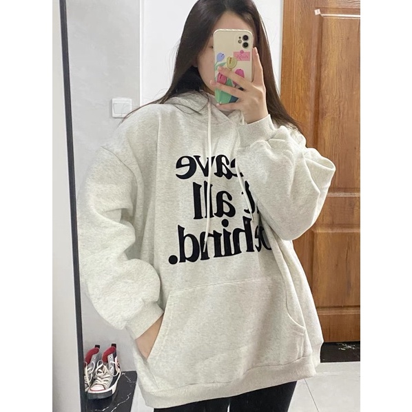 Hoodie nỉ lót bông chữ in