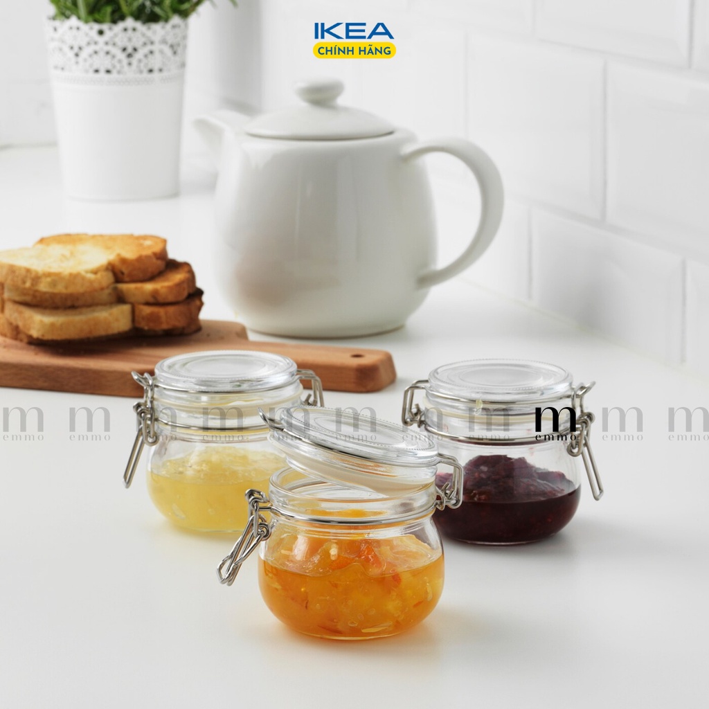 LỌ THỦY TINH CÓ NẮP IKA CHÍNH HÃNG – KORKEN ( SET 3 LỌ)