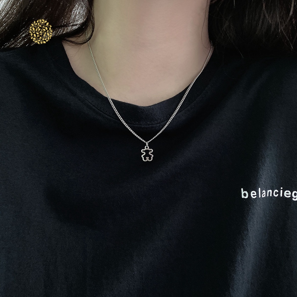 Vòng cổ Mặt Hình Gấu Bằng Thép Không Gỉ Thời Trang Cho Cặp Đôi