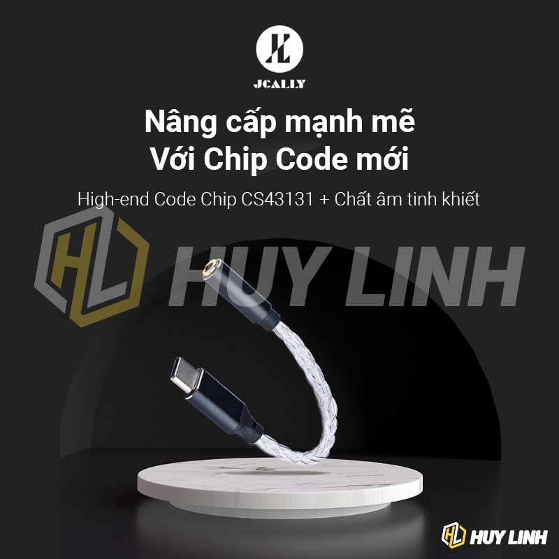 Cáp chuyển đổi tín hiệu âm thanh JCALLY JM20 chip DAC CS43131 cao cấp Type-C ra 3.5mm