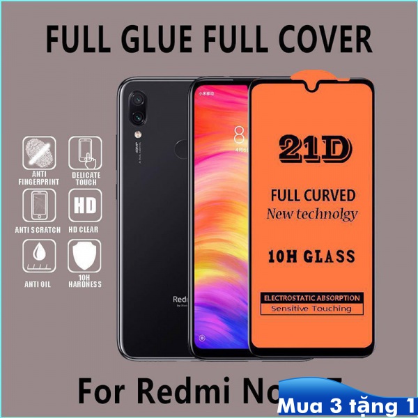 Kính Cường Lực 21D Bảo Vệ Màn Hình Cho Xiaomi Redmi NOTE 8 9 9A 9i 9T 4X 5 4A 5A 6 6A 7 7A S2 K20 K30 8A 8T Pro PLUS A2 lite Prime