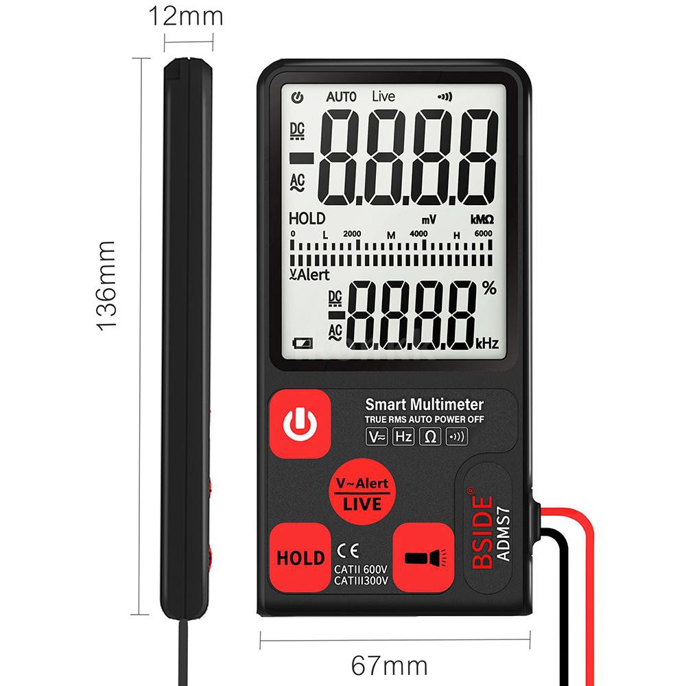 Đồng hồ vạn năng kỹ thuật số BSIDE ADMS7 màn hình LCD dễ đọc và có độ chính xác cao kèm phụ kiện