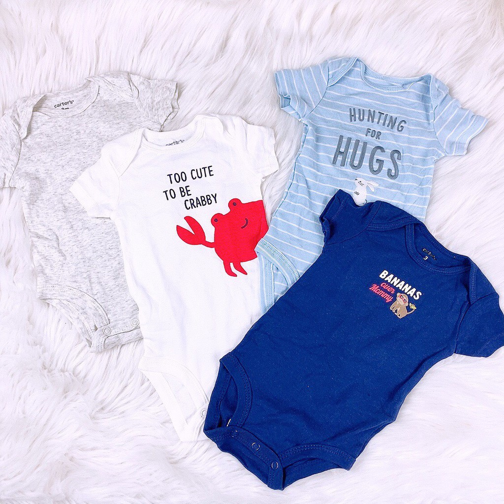 Bodysuit Bé Trai Bé Gái Sơ Sinh Màu Ngẫu Nhiên Chất Liệu Cotton 100% Từ 0-24 Tháng - S1137