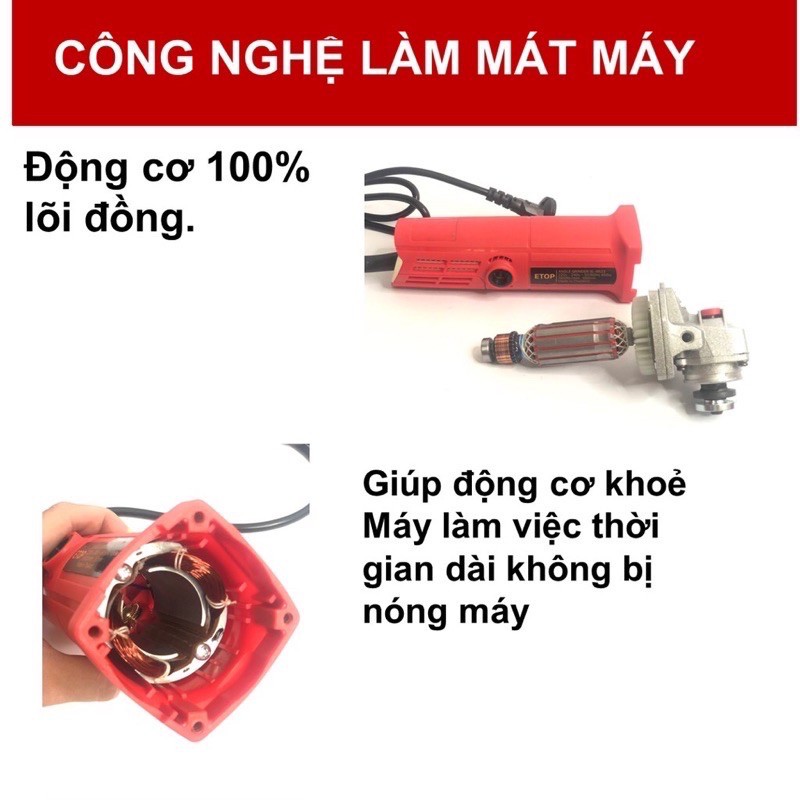 MÁY MÀI GÓC ETOP SL 9523 CÔNG SUẤT LỚN 850W - BẢO HÀNH CHÍNH HÃNG - LÕI ĐỒNG 100%