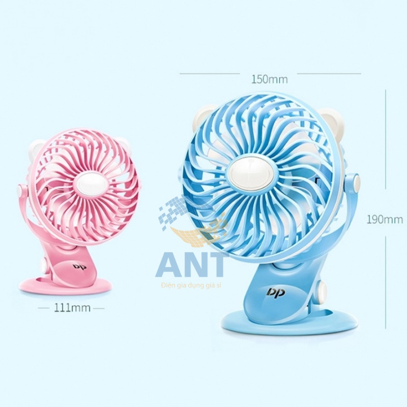 Quạt Pin Sạc Kẹp Bàn Để Bàn Model Dp 7608 Có 3 Mức Gió Dung Lượng Pin 2000mah