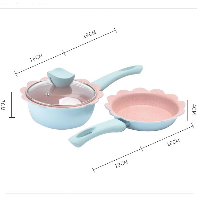 Bộ Nồi Chảo Ăn Dặm ,Nhà Bếp Hình Hoa 12 cánh Tráng Men Đá Cao Cấp Goodbabyvn