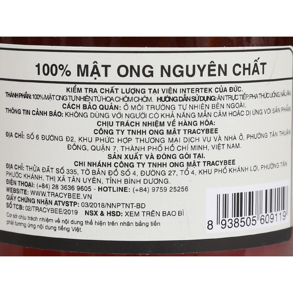 [189ml – Hoa Chôm Chôm] Mật ong tự nhiên [VN] TRACYBEE Rambutan Blossom Honey (alc-hk)