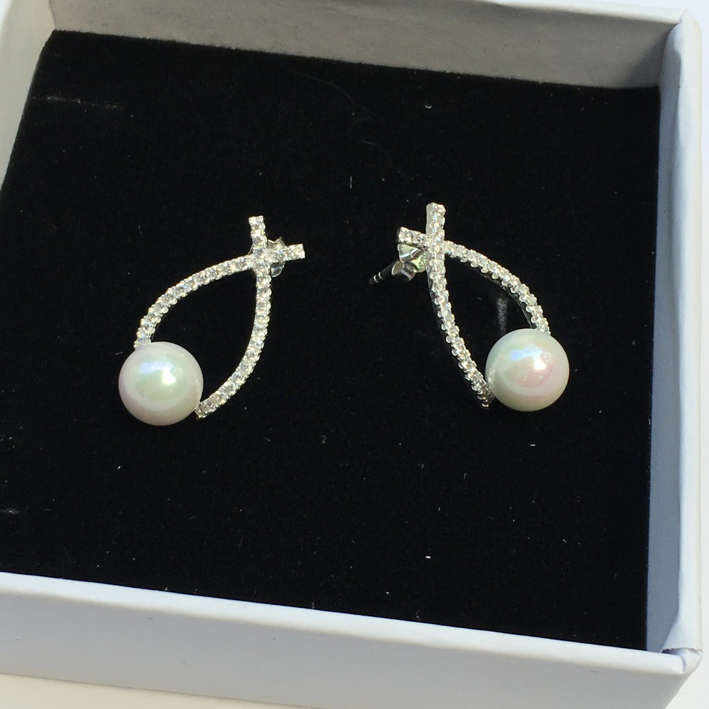 Bông tai bạc  ANTA Jewelry kiểu dáng đính ngọc trai nhân tạo, mẫu khuyên đang được ưa chuộng  AT30171B