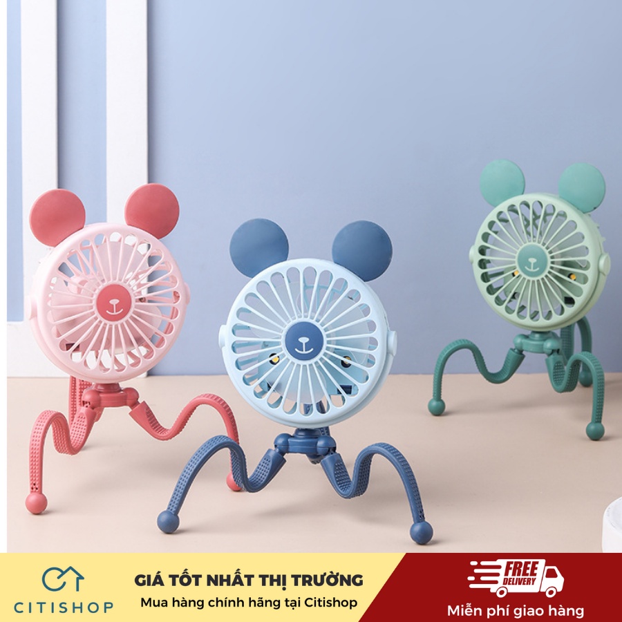 QUẠT BẠCH TUỘC MINI 03 CHẾ ĐỘ GIÓ, TÍCH ĐIỆN TIỆN LỢI, CÓ CHÂN BÁM KẸP CHẮC CHẮN
