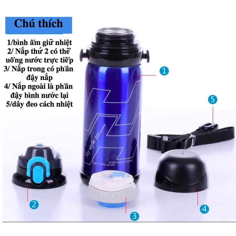 Bình nước giữ nhịệt cao cấp bằng inox 304 chống gỉ 800ml