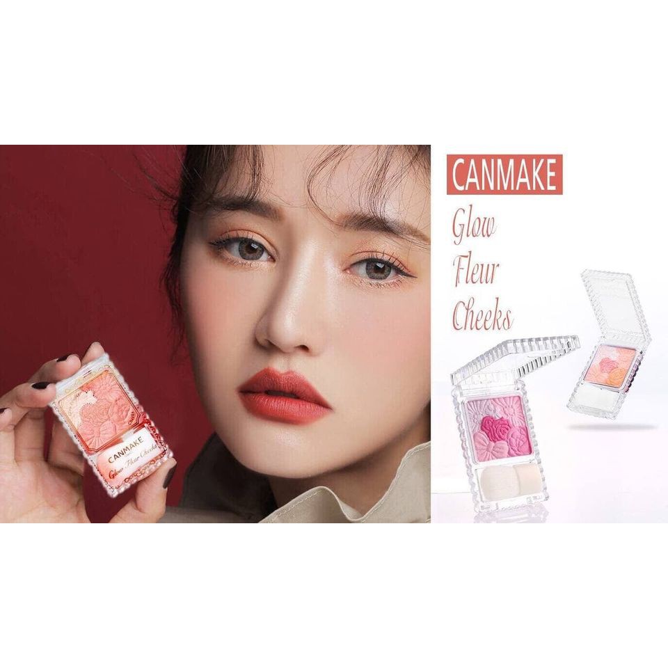 Phấn má hồng Canmake Glow Fleur Cheek kèm cọ