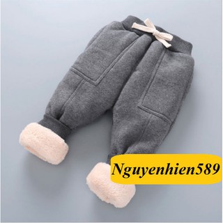 Quần nỉ dày dặn, quần lót lông, lót bông cho bé trai, Quần Trơn Lót Bông Xù