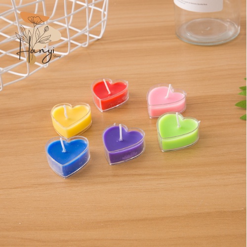 9 nến tealight đế nhựa hình trái tim, hương thơm nhẹ, thích hợp cho trang trí, quà tặng, xông tinh dầu