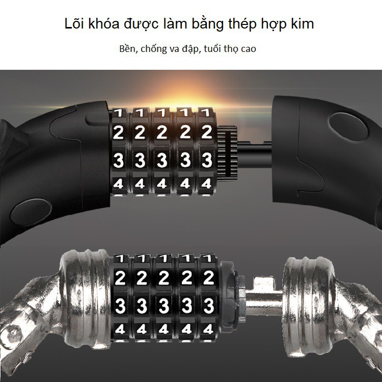 Khoá dây xe máy𝑭𝑹𝑬𝑬𝑺𝑯𝑰𝑷 Khóa xe máy, xe đạp, khóa nhà - Chống trộm xe máy KWH-045 LÕI THÉP