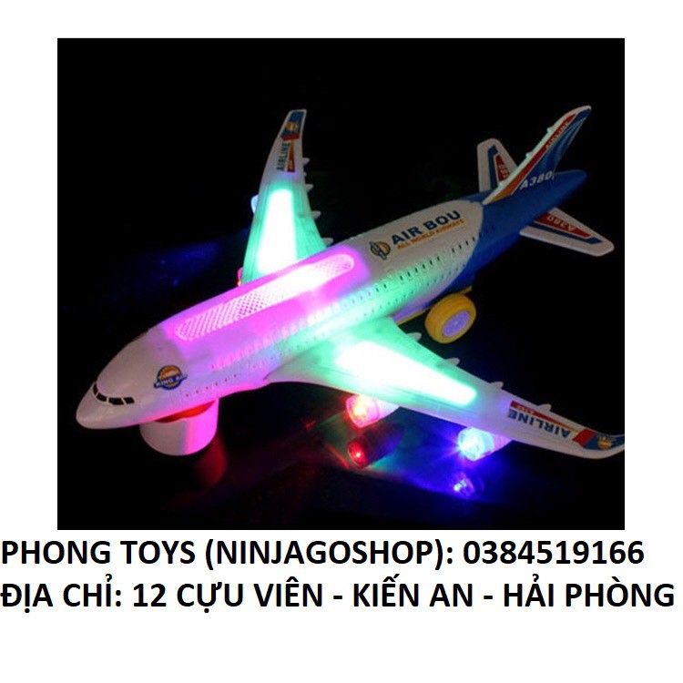 Đồ chơi máy bay chở khách chạy bằng pin có đèn và nhạc - gặp vật cản quay đầu cực đẹp