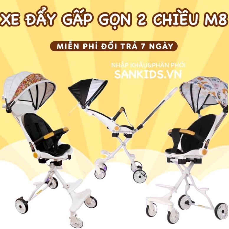 Xe đẩy M8 2 chiều cho bé ngồi hoặc nằm tặng kèm đệm M8 / V13