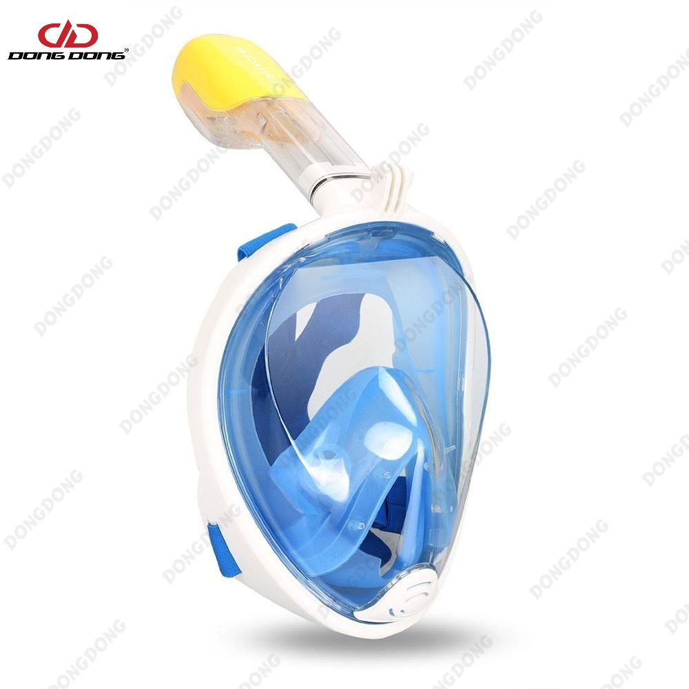 Kính lặn ống thở FullFace, mặt nạ lặn gắn được GOPRO, SJCAM tầm nhìn 180 độ cao cấp - DONGDONG