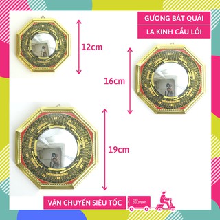 Gương bát quái La Kinh lồi treo cửa trấn trạch hóa giải phong thủy xấu - Kèm sớ hướng dẫn treo