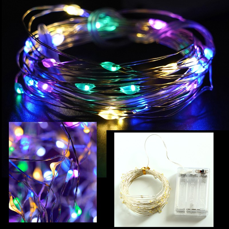 [Dùng Pin AA] Dây đèn đom đóm LED trang trí fairy light đom đóm 4 màu thả trần phòng ngủ