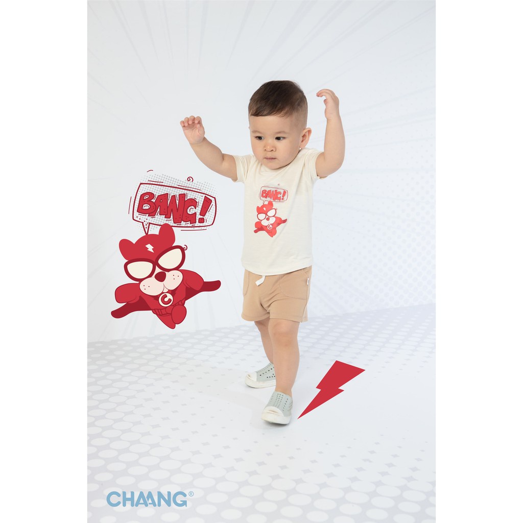 Chaang Áo phông cộc tay Hero cho bé chất cotton mềm mại thấm hút tốt