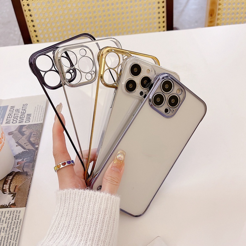 Sang Trọng Ốp Điện Thoại Trong Suốt Mạ Điện Không Viền Cho iphone XS MAX XR X XS 11 12 / 13 14 12Pro / 13Pro plus