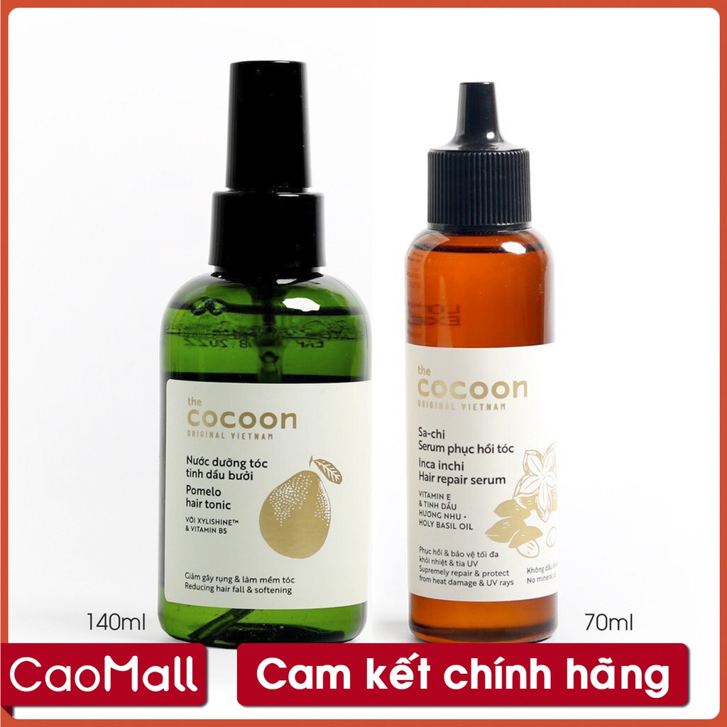 Combo Nước dưỡng tóc vỏ bưởi POMELO COCOON 140ml + Serum Tóc SA-CHI SACHI COCOON 70ml giúp phục hồi tóc hư tổn nặng