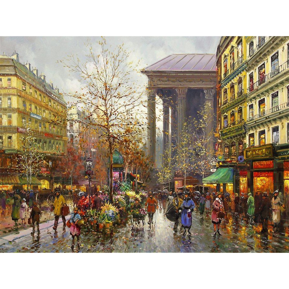 Bộ Tranh Thêu Chữ Thập 11CT DIY Hình Phong Cảnh Paris Đường Phố