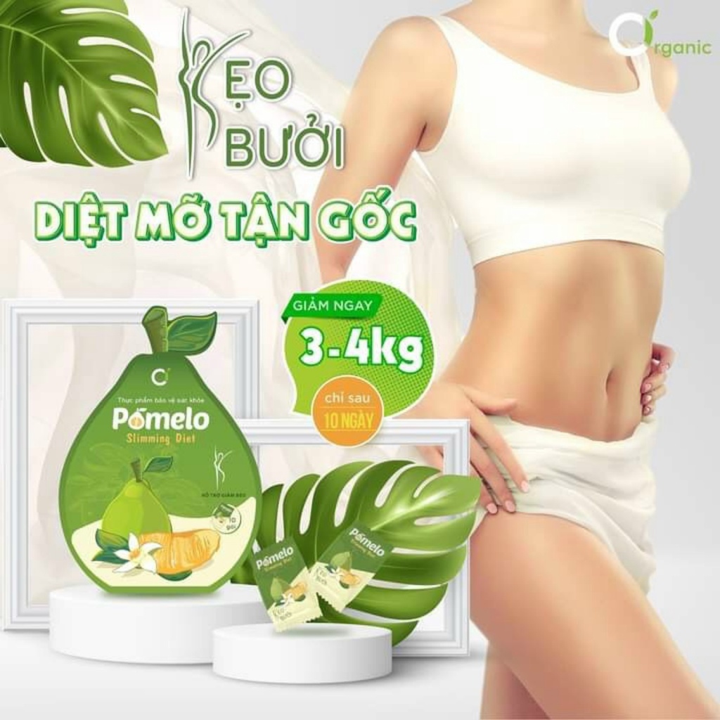 Giảm cân kẹo bưởi Pomelo Slim Diet CiOrganic dáng đẹp eo thon giảm cân an toàn hiệu quả gói 10 viên