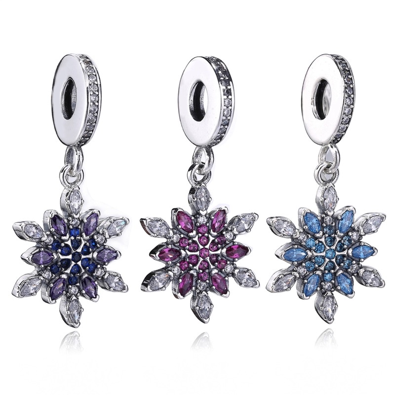 Charm treo hoa tuyết màu tím  bạc s925 CAO CẤP (vừa tất cả các vòng tay)