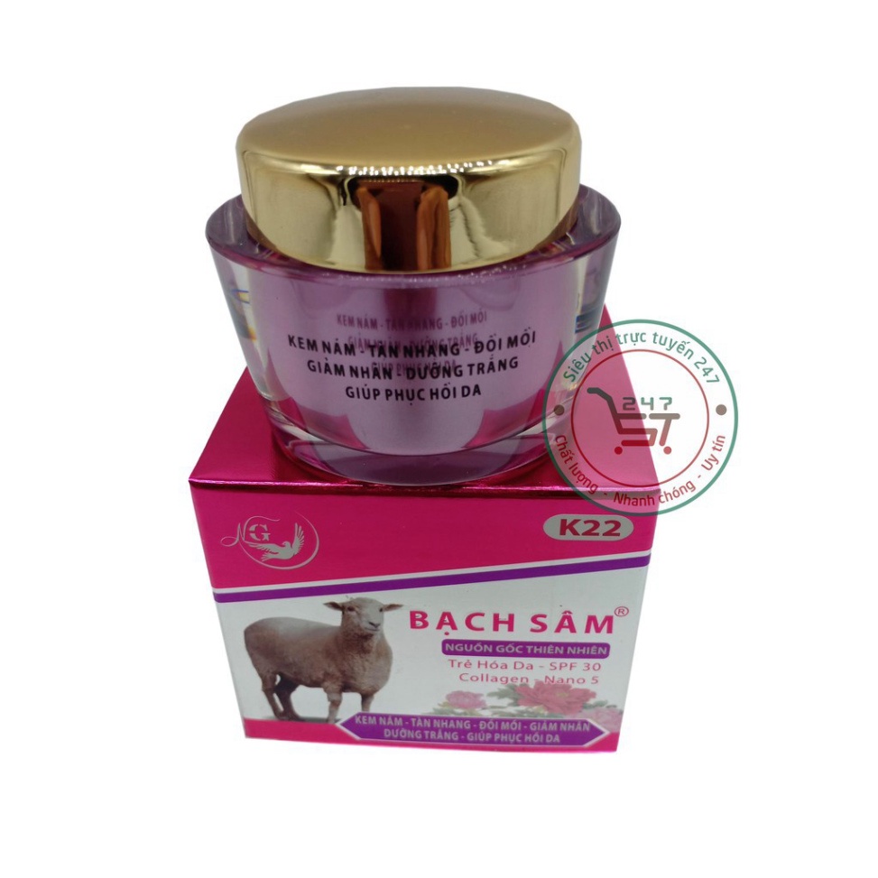 Kem nám tàn nhang Bạch Sâm K22 dưỡng trắng da chống nhăn đồi mồi 22g