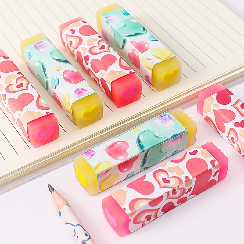 Bộ 4 Cục Tẩy Hình Trái Tim Màu Kẹo Ngọt Dễ Thương Dành Cho Học Sinh Tiểu Học