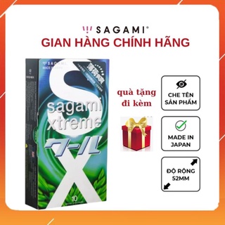 Bao cao su Sagami Spearmint - bcs mỏng, hương bạc hà, kéo dài thời gian - hộp 10BCS