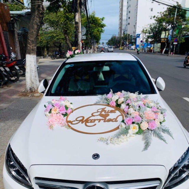 Hoa lụa xe cưới - Weeding car decor