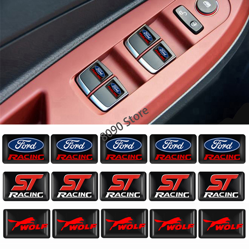 Set 10 Miếng Dán Bảng Điều Khiển Xe Ô Tô Ford St Racing Wolf Edsel Edge Escape F150 Fusion Tierra