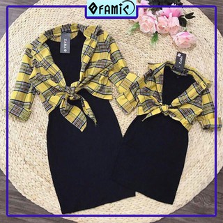 Đồ đôi mẹ và bé ❤️𝑭𝑹𝑬𝑬𝑺𝑯𝑰𝑷❤️ Giảm 5K khi nhập mã [ DAM ME BE ] ❤️ Đầm Suông Áo Sơ Mi Caro Mẹ Và Bé Gái