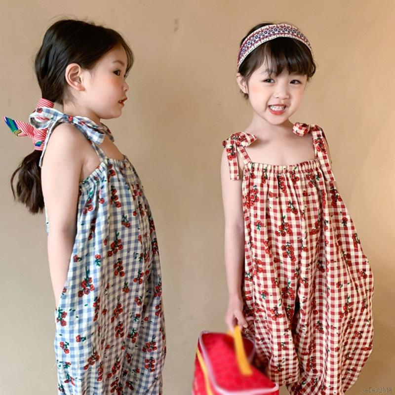 Áo liền quần vải cotton in hoa thời trang Hàn Quốc cho trẻ em
