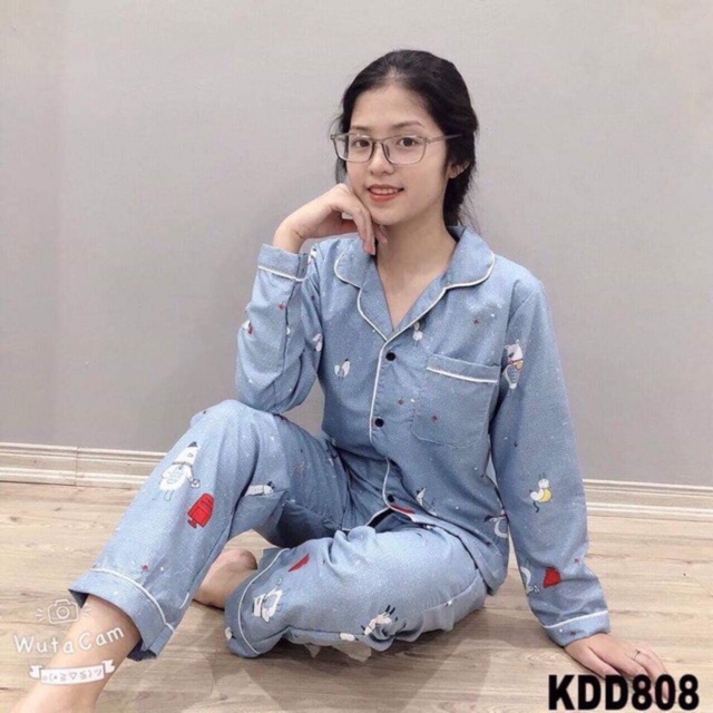 Bộ pijama kate thái tay dài quần dài siêu đẹp