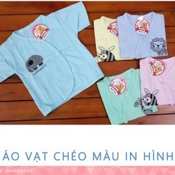Bộ sơ sinh vạt chéo cộc tay vải cotton đẹp cho bé