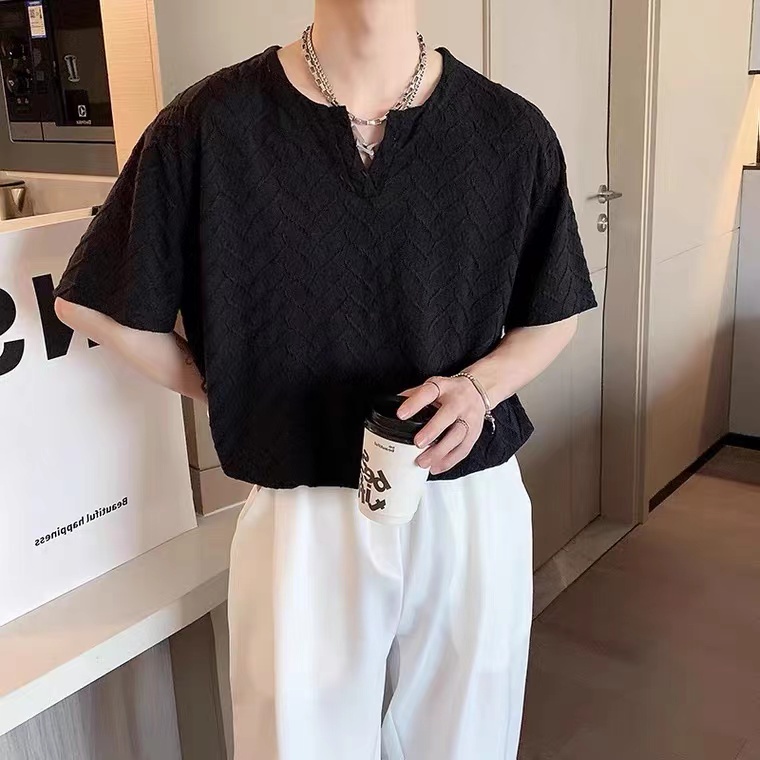 Áo Thun Tay Ngắn Dáng Rộng Màu Sắc Đơn Giản Phong Cách Hàn Quốc Cho Nam Giới Simple áo phông rộng Fashion áo thun nam tay lỡ bigsize áo phông trắng áo kiểu Nam lụa Sọc