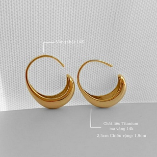Hoa tai nữ MEE khuyên tai tròn nét đậm cá tính, mạ vàng 18k - E6525