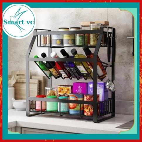 kệ bếp đa năng , kệ gia vị đa năng 3 tầng có 1 ngăn chéo bằng thép sơn tĩnh điện nguyên khối chắc chắn bền đẹp tiện ích