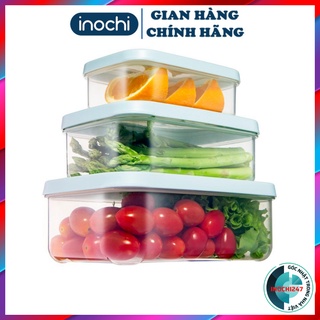 Set 3 hộp đựng thực phẩm inochi chữ nhật, hộp bảo quản thức ăn trong tủ lạnh