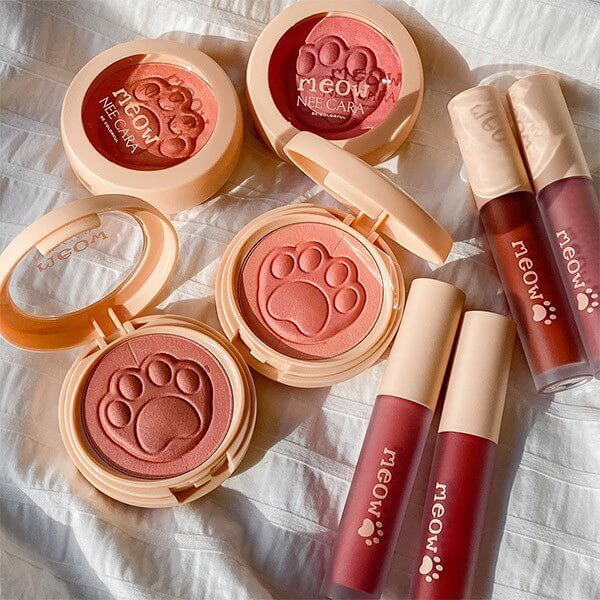 Set Má Hồng Và Son Môi Tông Cam San Hô Nee Cara Blush &amp; Lip Glaze Make Up Kits N317 No.04