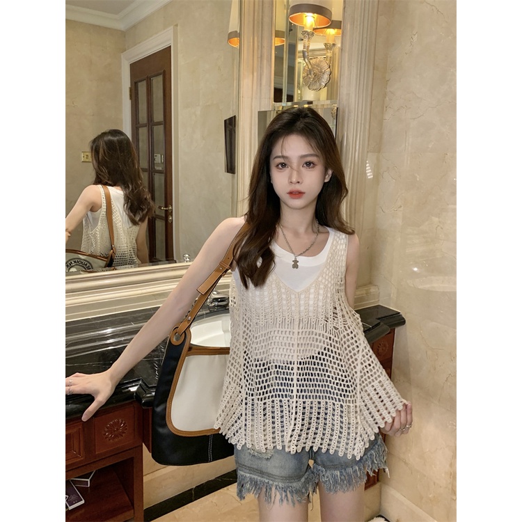 Áo kiểu không tay/ Quần đùi denim XIAOZHAINV phong cách Hàn Quốc xinh xắn thời trang dành cho nữ