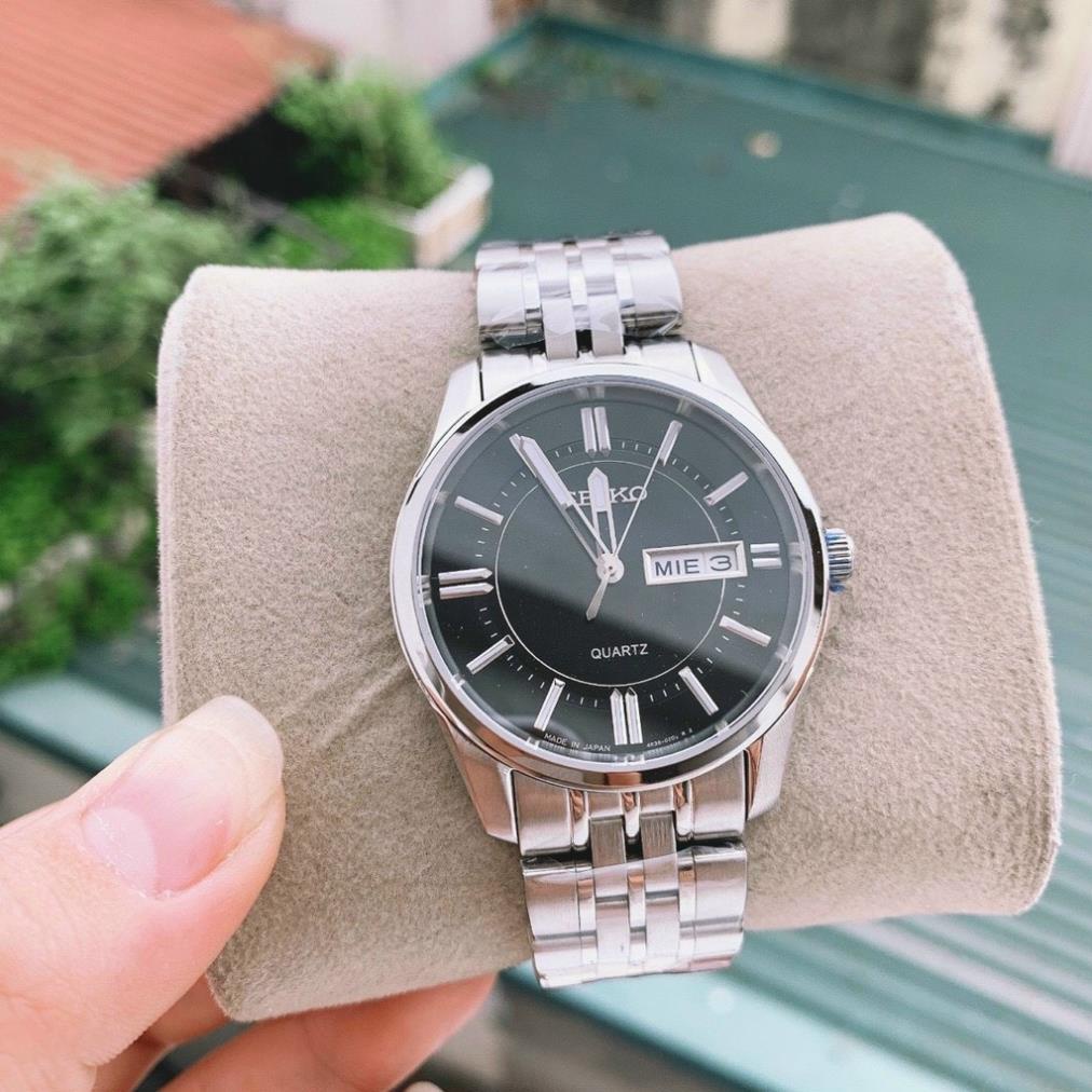 Đồng Hồ Nam Seiko Sapphire SK025 Mặt ĐEN Chạy 2 lịch Chống nước, Chống Xước TUYỆT ĐỐI