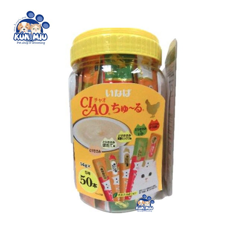 {HÀNG CHÍNH HÃNG] Súp dinh dưỡng cho mèo Inaba Ciao Churu hộp 50 thanh các vị