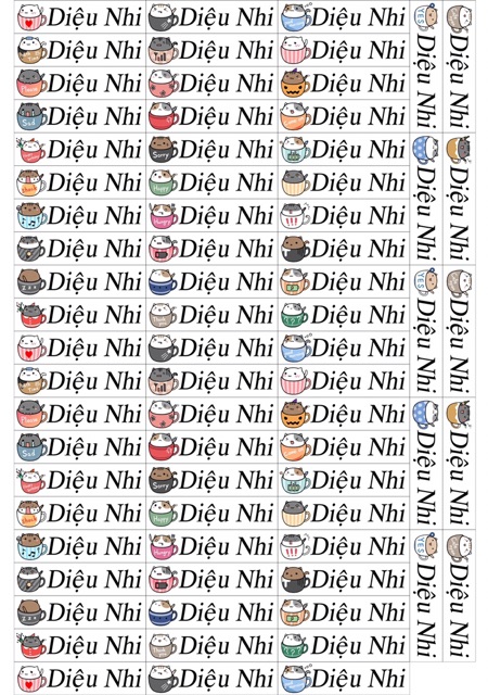 In tên dán đồ dùng học tập 70 cái kích thước 1x4cm