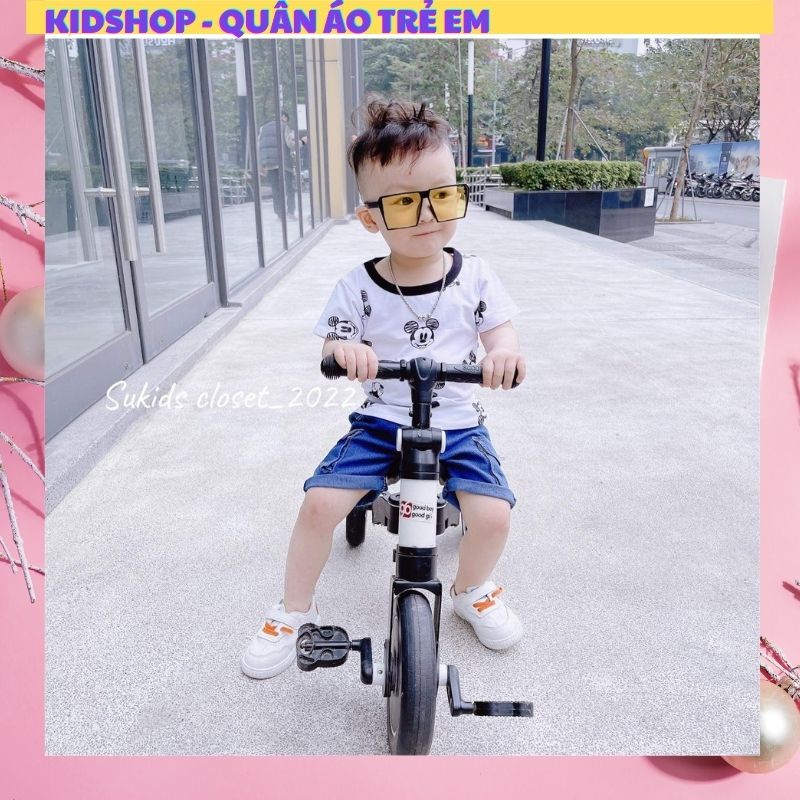 Bộ đồ bé trai phom nhỡ,đại in hình micky siêu sang từ 12kg đến 40kg-Bộ đồ bé trai cộc tay công tử hàng mới về siêu hot