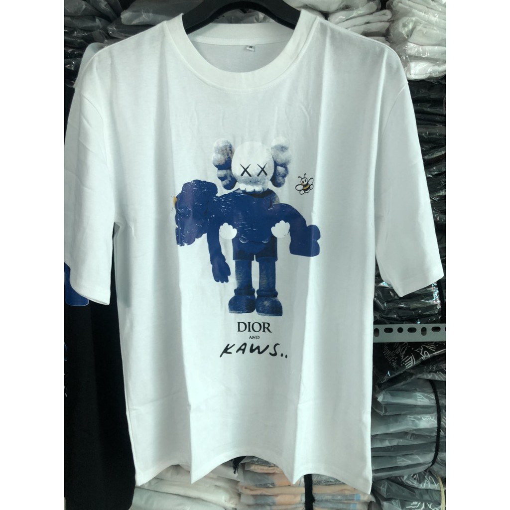Áo Thun Tay Lỡ Unisex Form Rộng KAW Nam Nữ M&lt;L&lt;XL 85kg (đen-trắng) 1HIT_SHOP