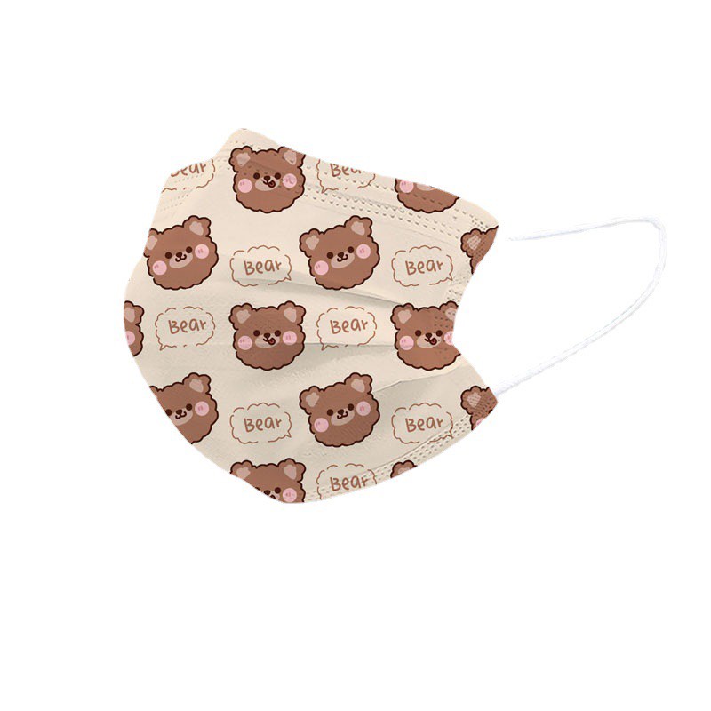 [Lẻ 1 cái]  Khẩu trang hoạt hình Style Hàn Quốc người lớn in hình gấu dễ thương x Mask of Meousaigon97 (Mã YT)